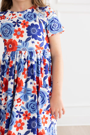 Happy 4th Floral Floral S/S Pocket Twirl Dress-dogsvalley ®