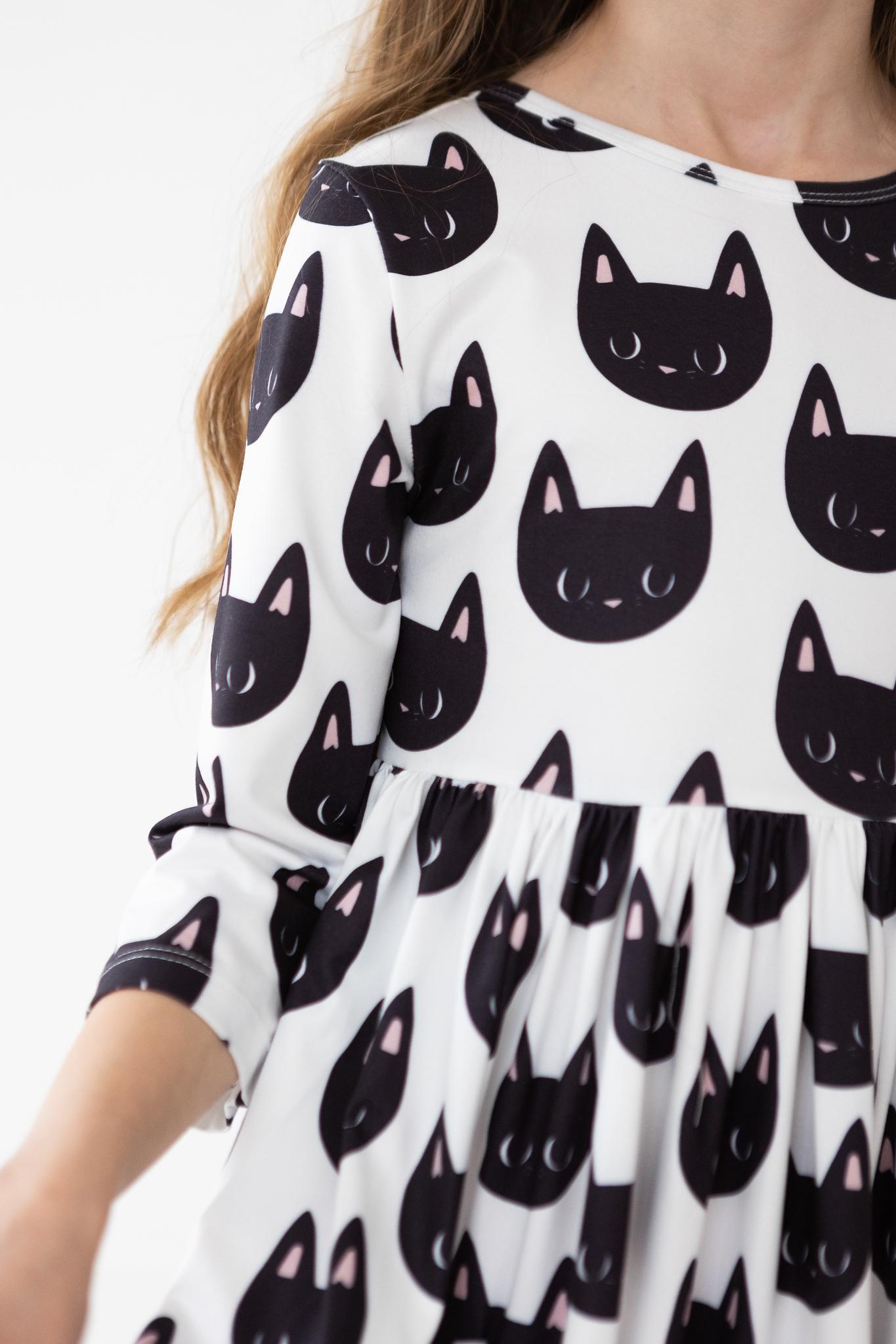 Purrfect 3/4 Sleeve Pocket Twirl Dress-dogsvalley ®